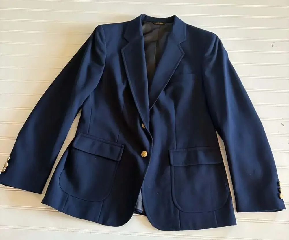 Huntington Navy Blue Single Breast Single Vent Two-Button Blazer Size  Old Money